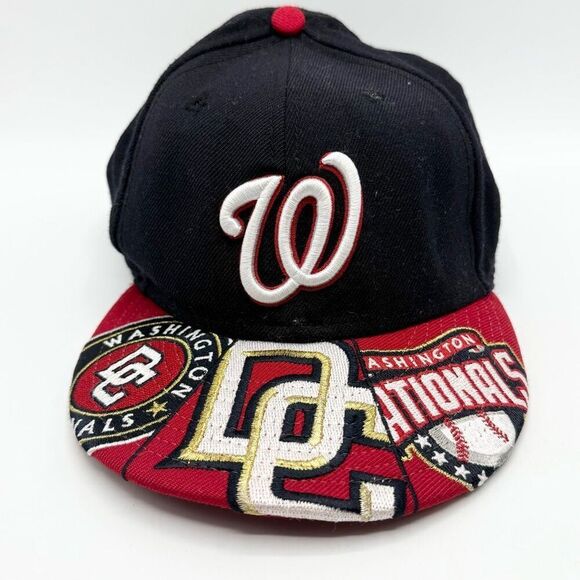 Washington Nationals New Era 59Fifty Fitted 7 3/8 Hat Cap MLB Baseball Black Red - Picture 1 of 6